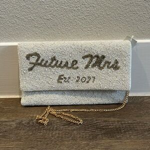 White beaded “Future Mrs” bag